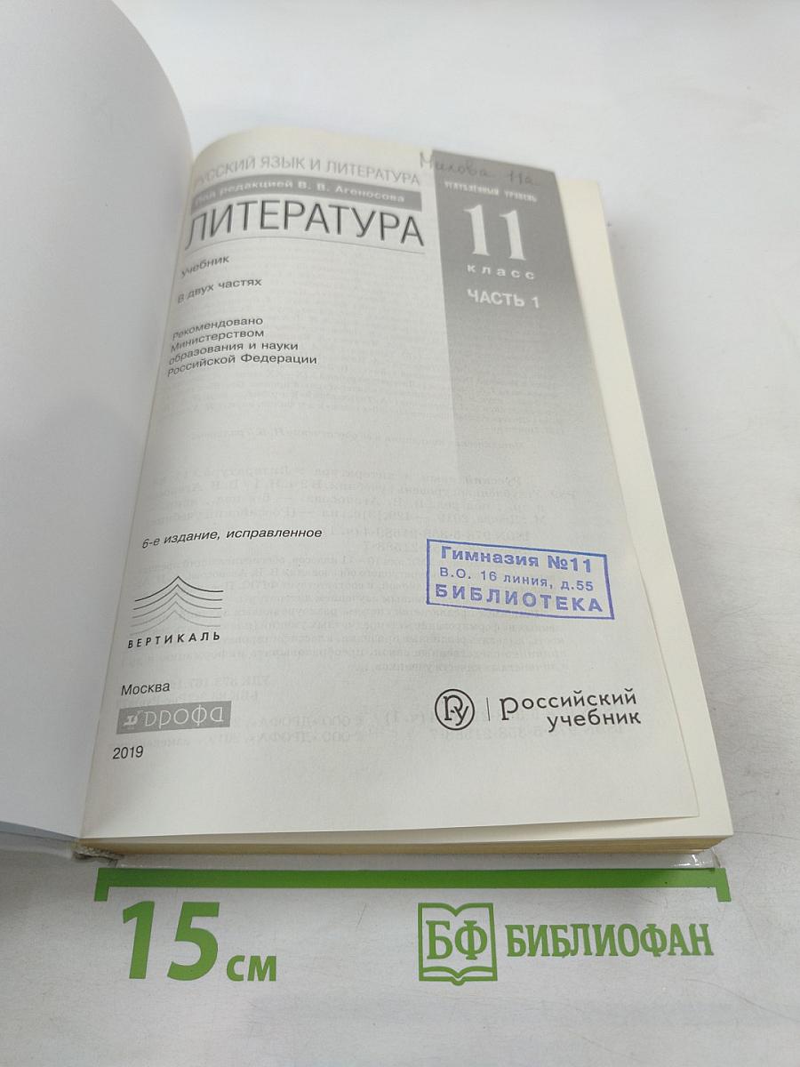 Литература. 11 класс. Часть 1. Углубленный уровень