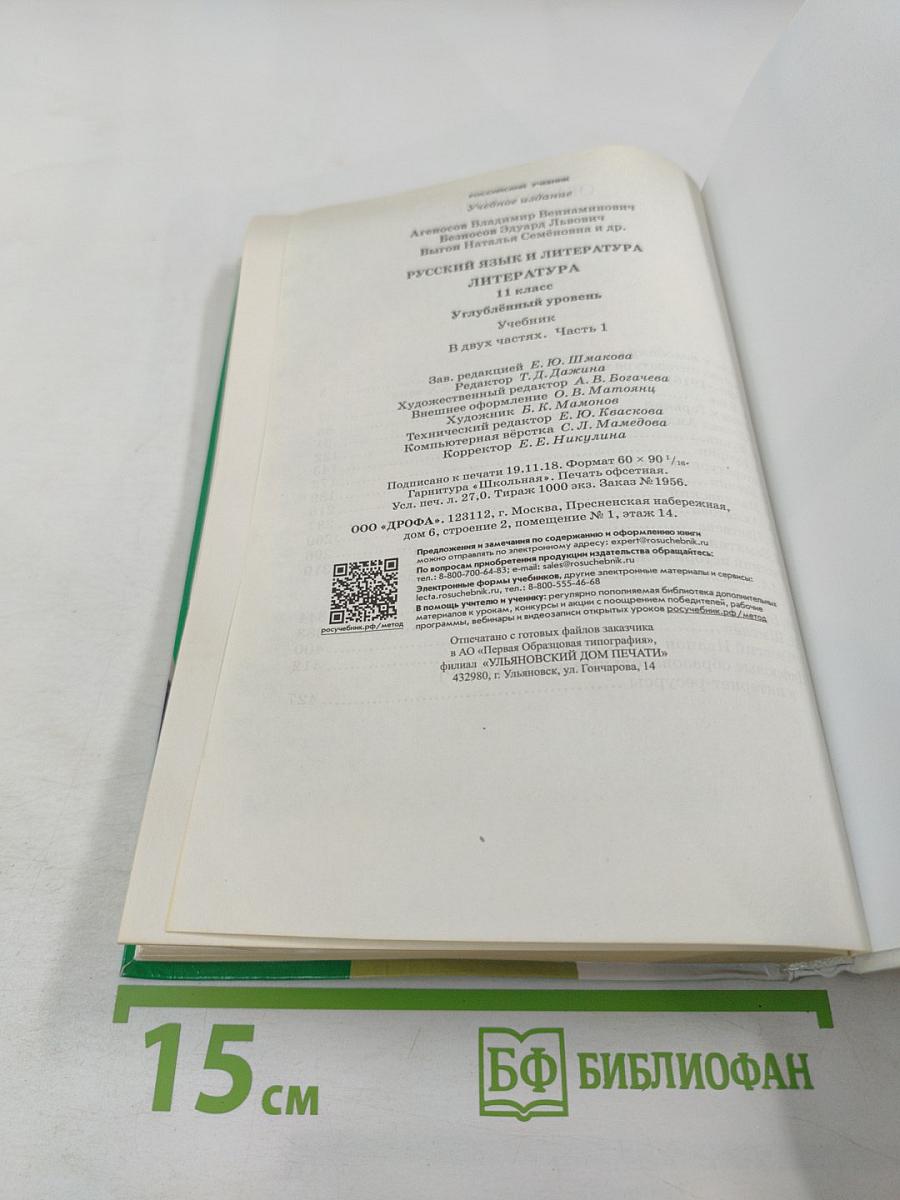 Литература. 11 класс. Часть 1. Углубленный уровень