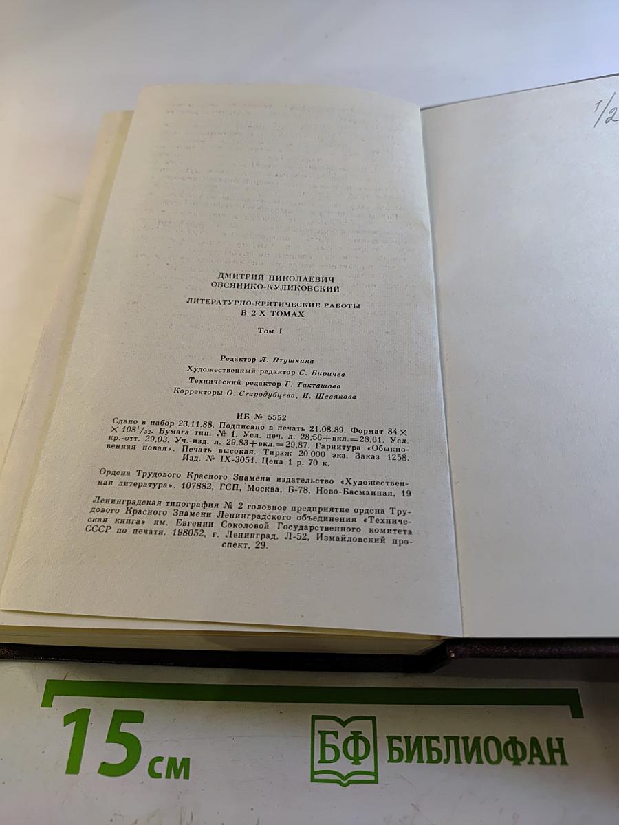 Литературно-критические работы в двух томах. Том первый. Статьи по теории литературы, Гоголь, Пушкин, Тургенев, Чехов