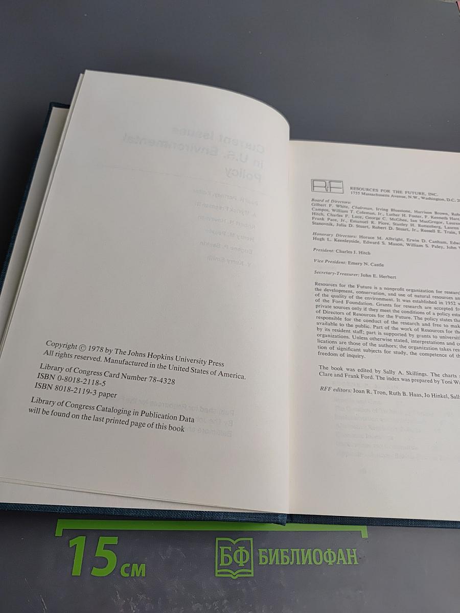 Current Issues in U.S. Environmental Policy