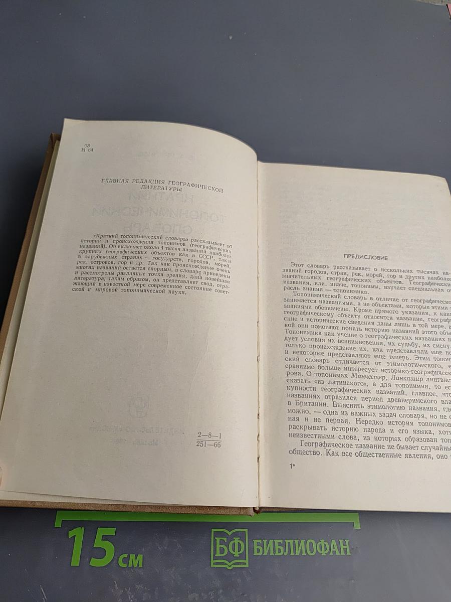 Краткий топонимический словарь