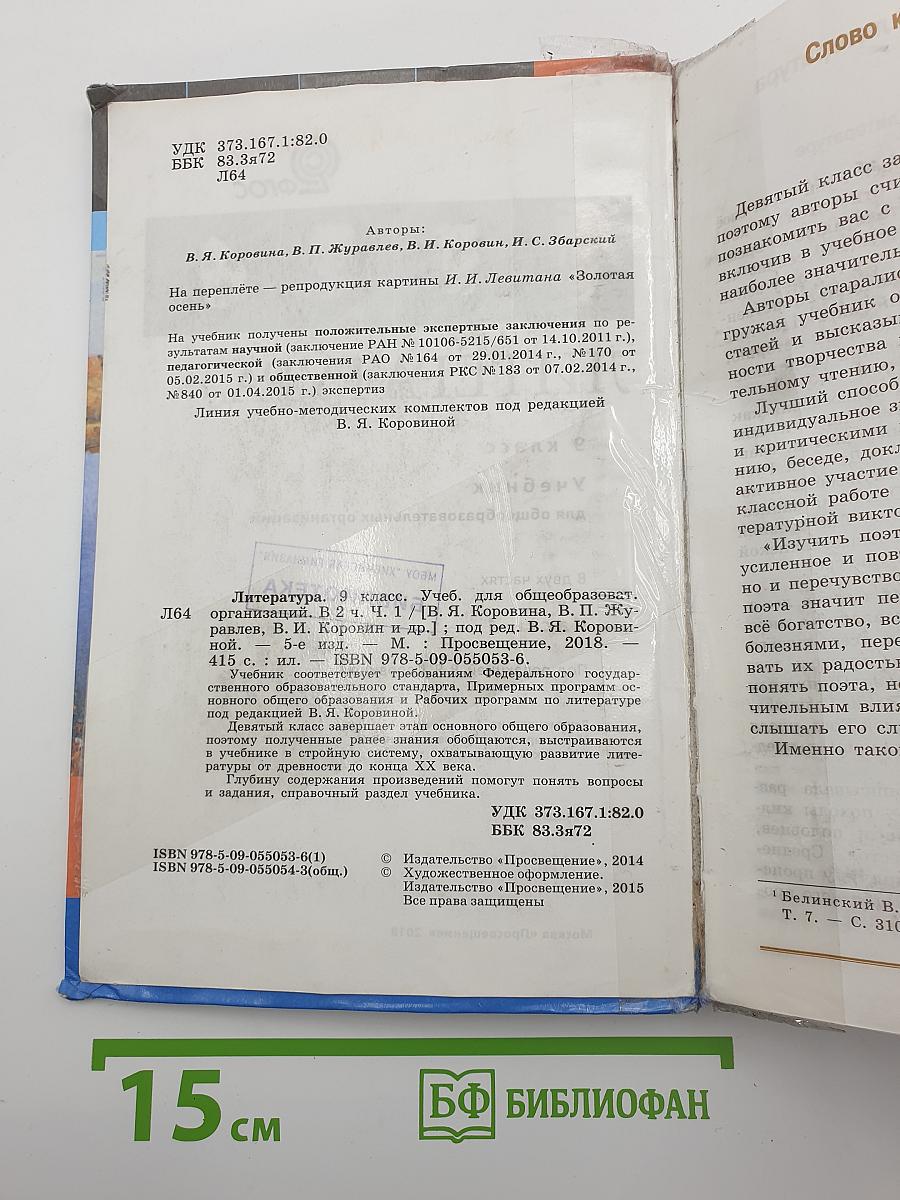 Литература. 9 класс. Часть 1