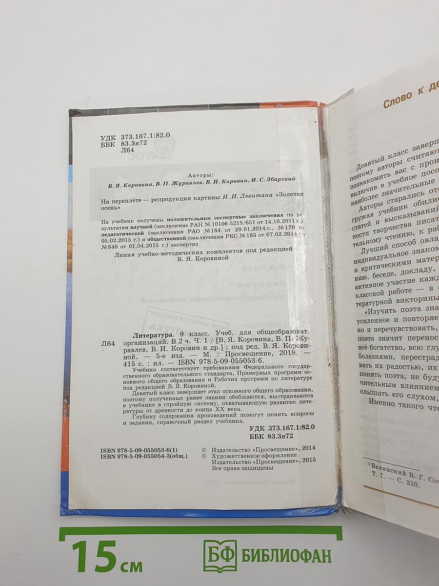 Литература. 9 класс. Часть 1