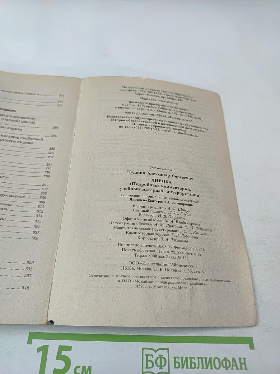 Лирика (Подробный комментарий, учебный материал, интерпретации)