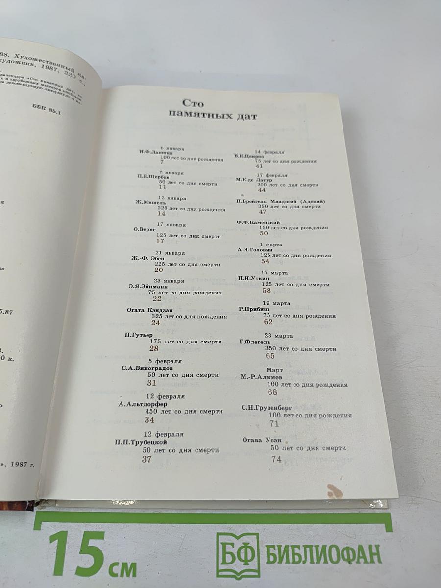 Сто памятных дат. 1988. Художественный календарь