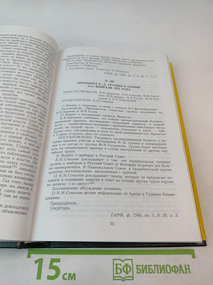 Протоколы Заграничных Групп Конституционно-Демократической Партии. 1922 г. Том 6. Книга 1
