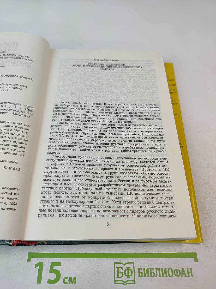 Протоколы Центрального комитета Конституционно-демократической партии 1905-1911 гг. Том 1