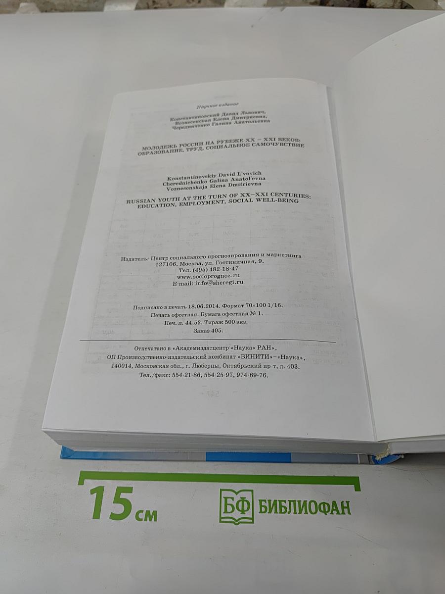 Молодежь России на рубеже XX-XXI веков: образование, труд, социальное самочувствие