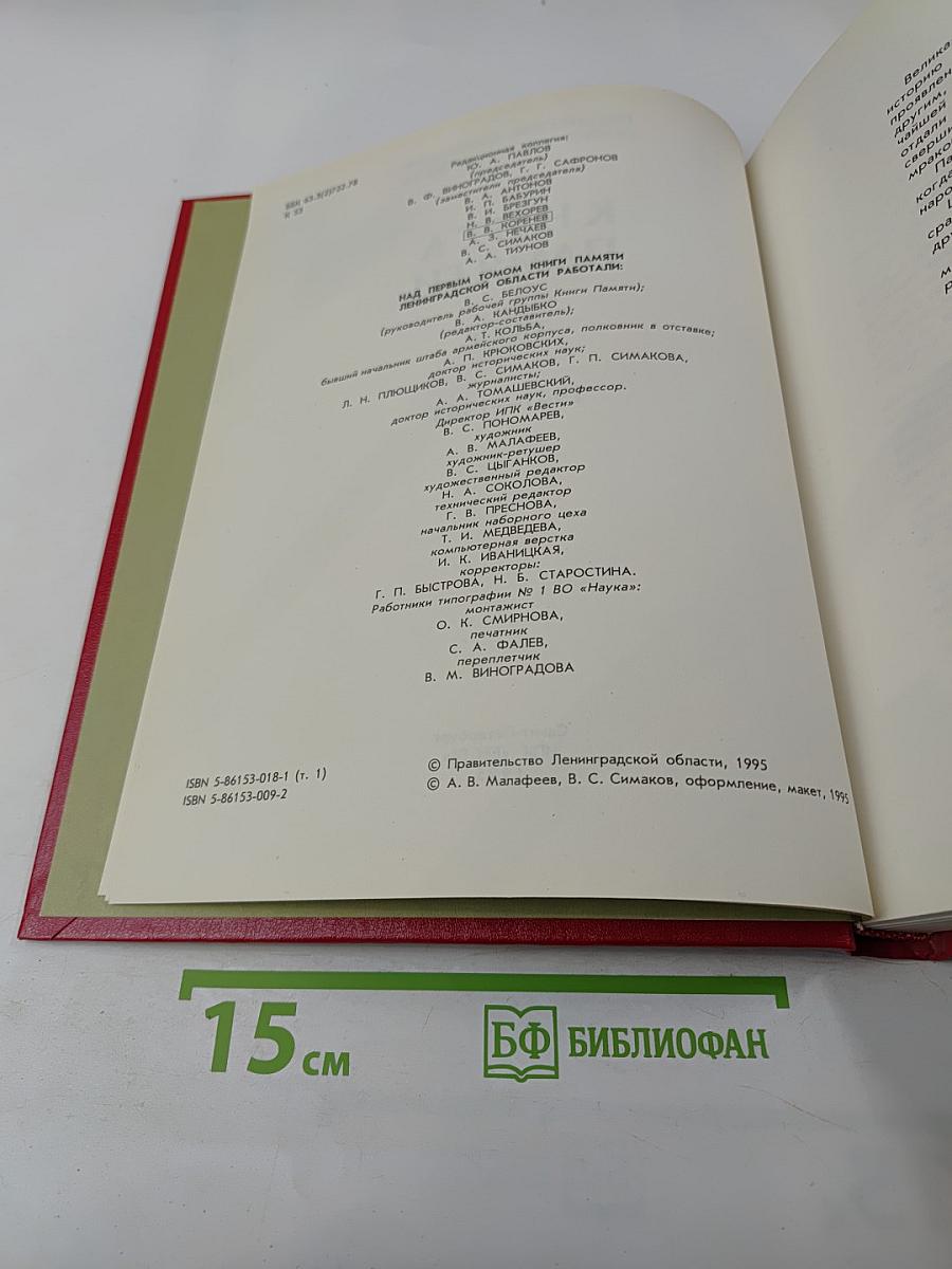 Книга Памяти. Российская Федерация. Ленинградская область. Том 1. 1941-1945