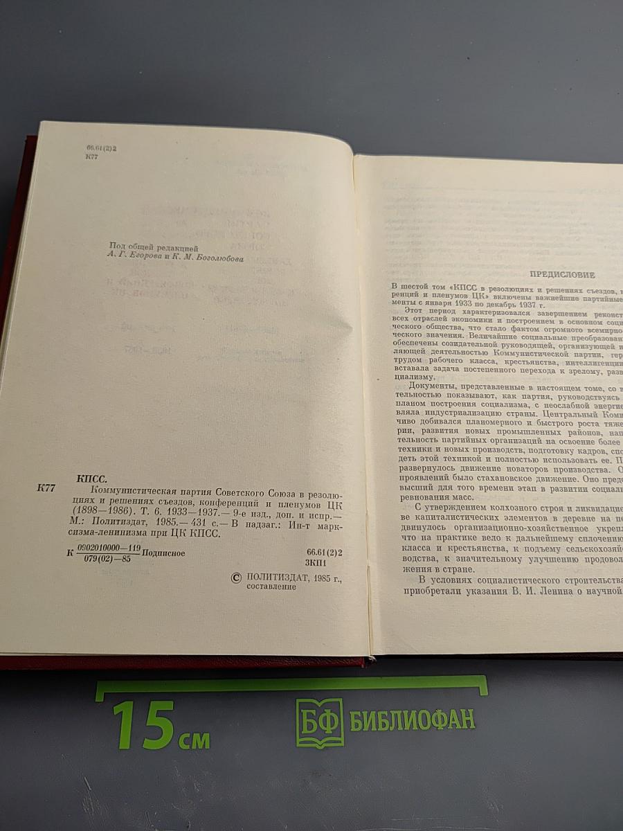 КПСС в резолюциях и решениях съездов, конференций и пленумов ЦК. Том Шестой
