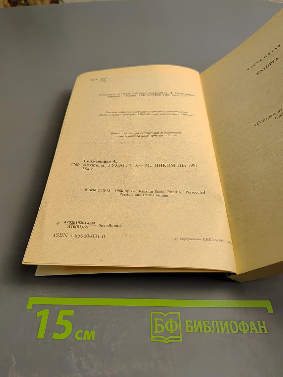 Архипелаг ГУЛАГ. Опыт художественного исследования. Том 3 (V-VI-VII)