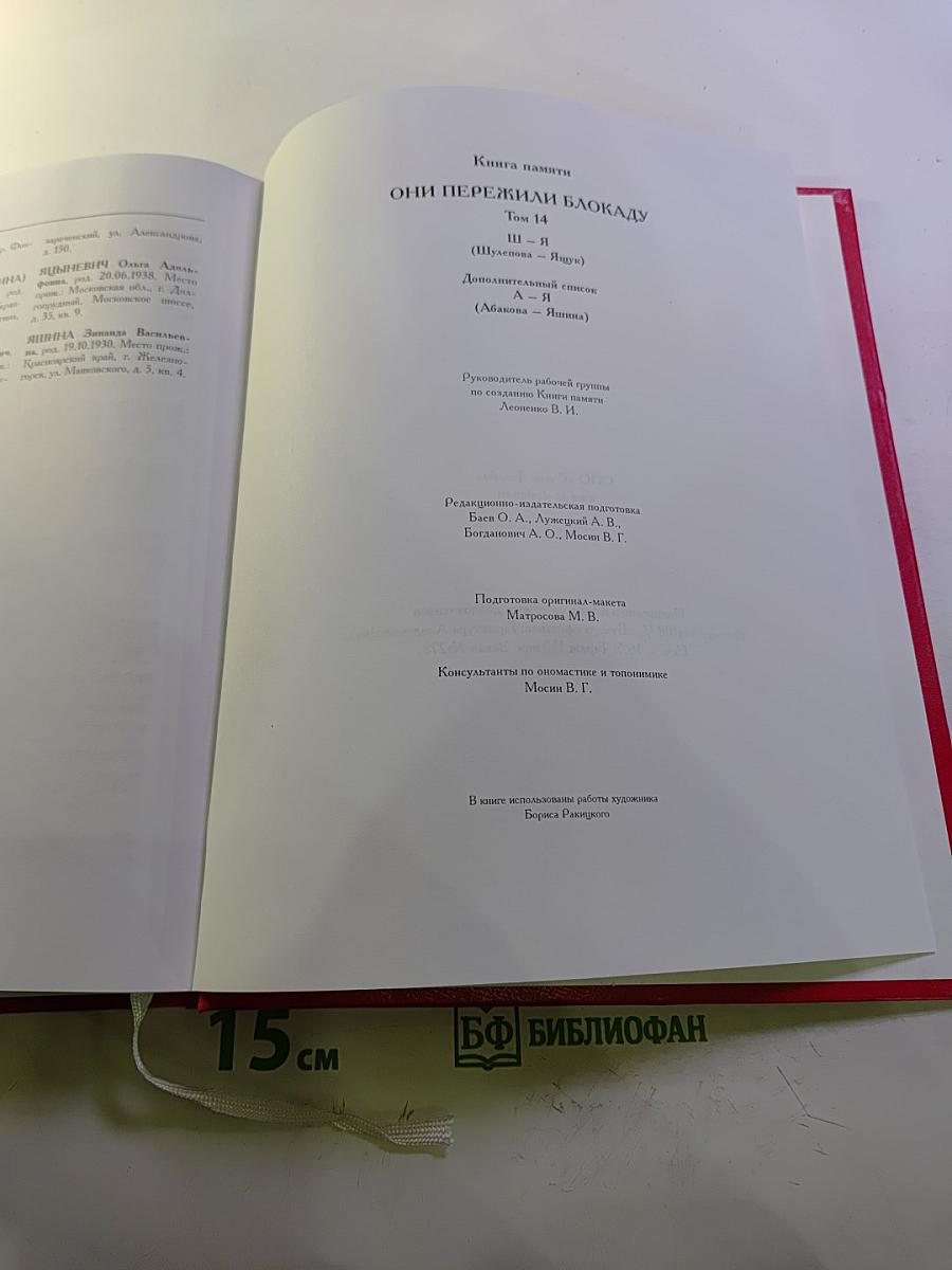 Они пережили блокаду Ленинград. Книга Памяти. Том 14. Ш-Я (Шулепова – Ящук)