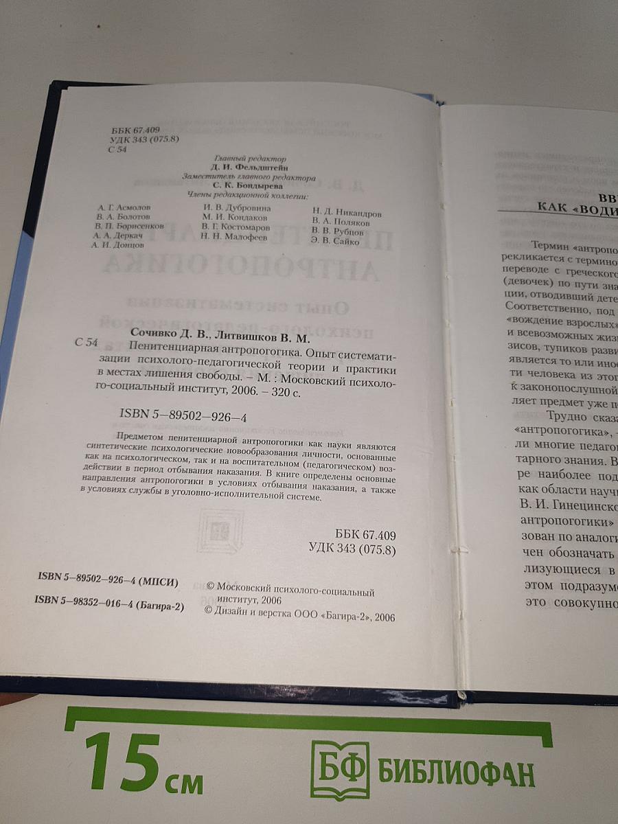 Пенитенциарная антропология: Опыт систематизации психолого-педагогической теории и практики в местах лишения свободы