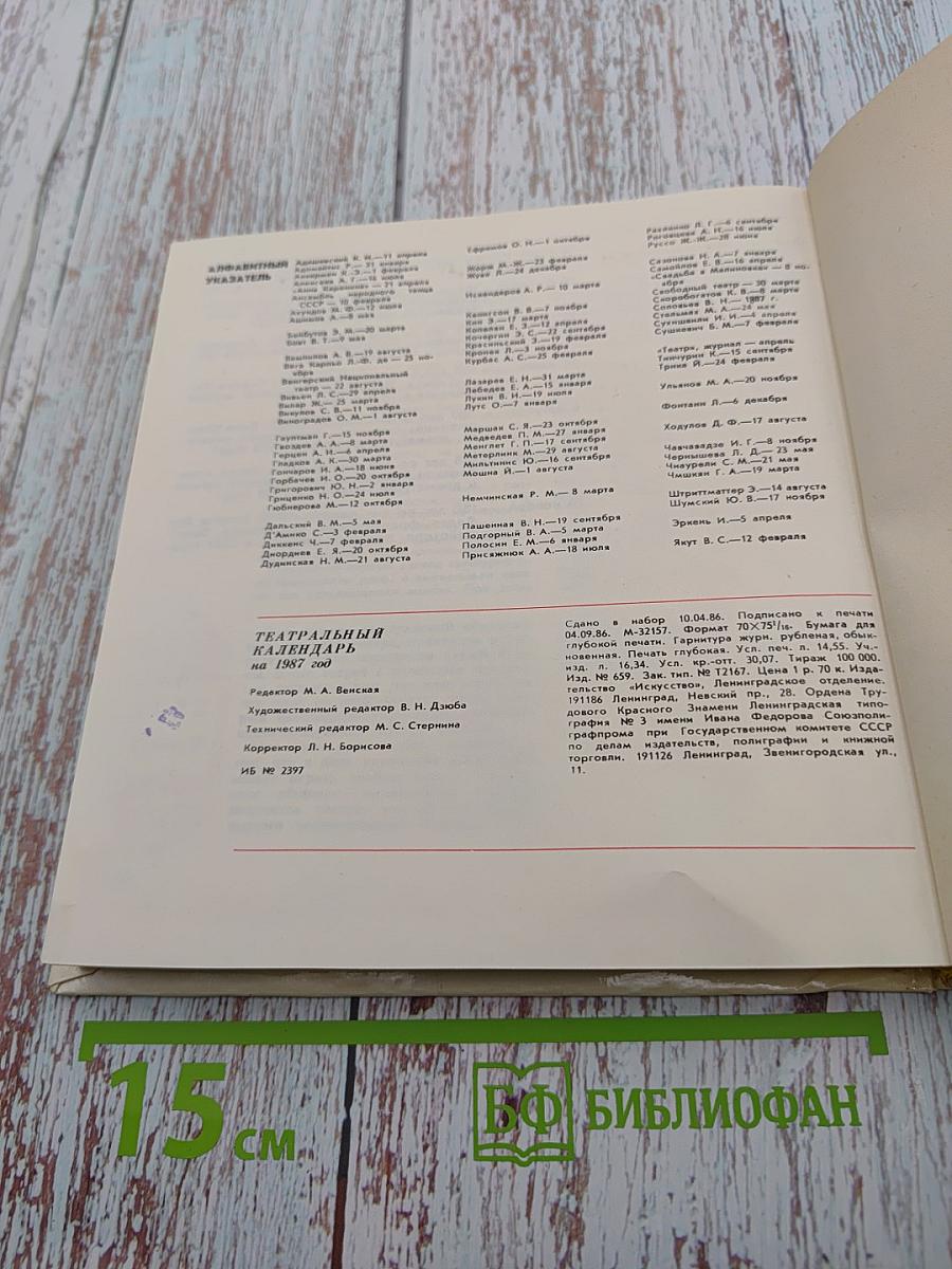 Театральный календарь 1987