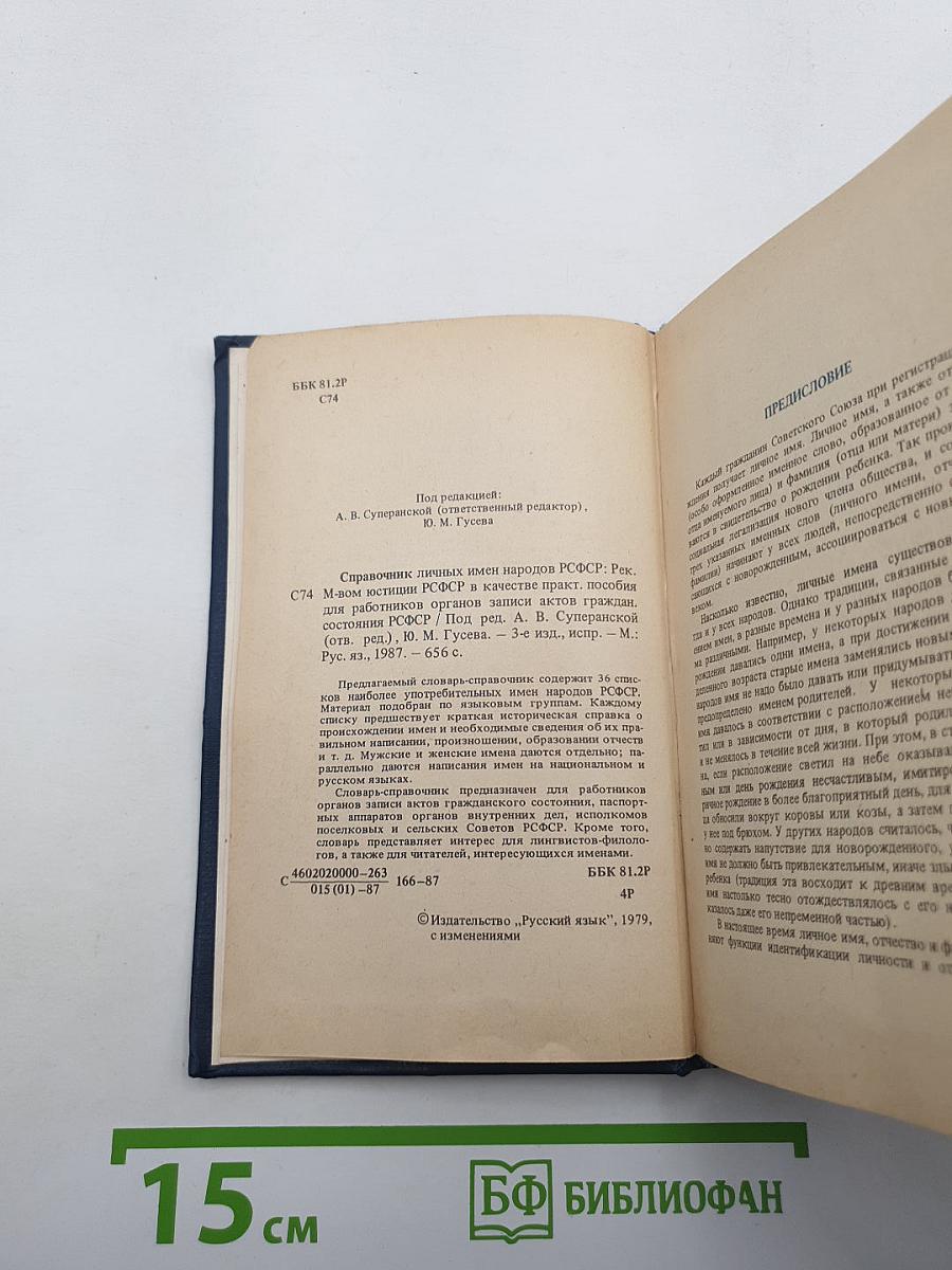 Справочник личных имен народов РСФСР