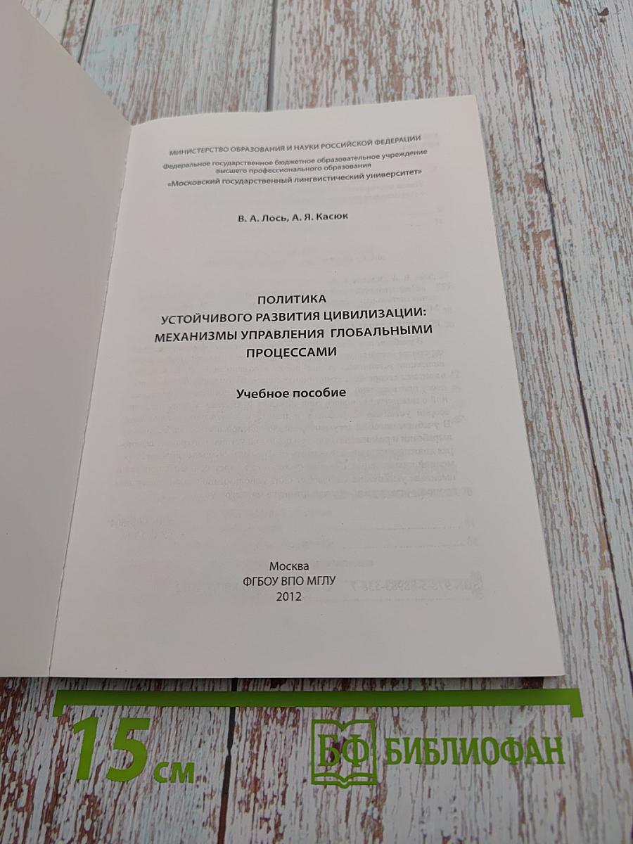 Политика устойчивого развития цивилизации: механизмы управления глобальными процессами