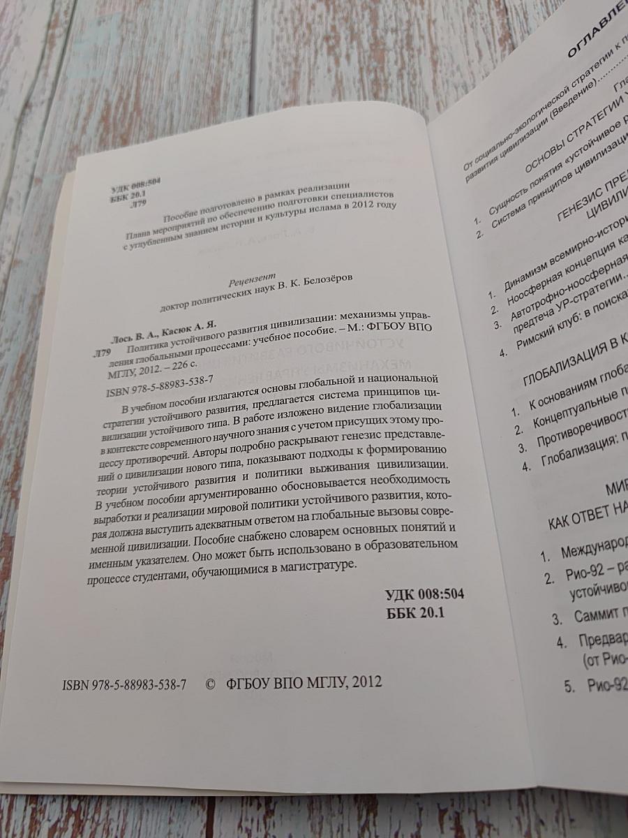Политика устойчивого развития цивилизации: механизмы управления глобальными процессами