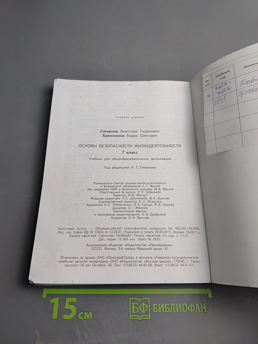 Основы безопасности жизнедеятельности, 7 класс