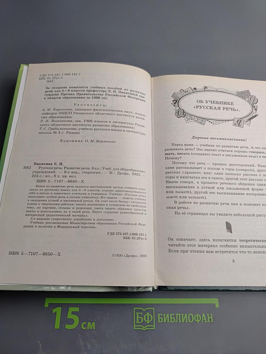 Русская речь. Развитие речи. 8 класс