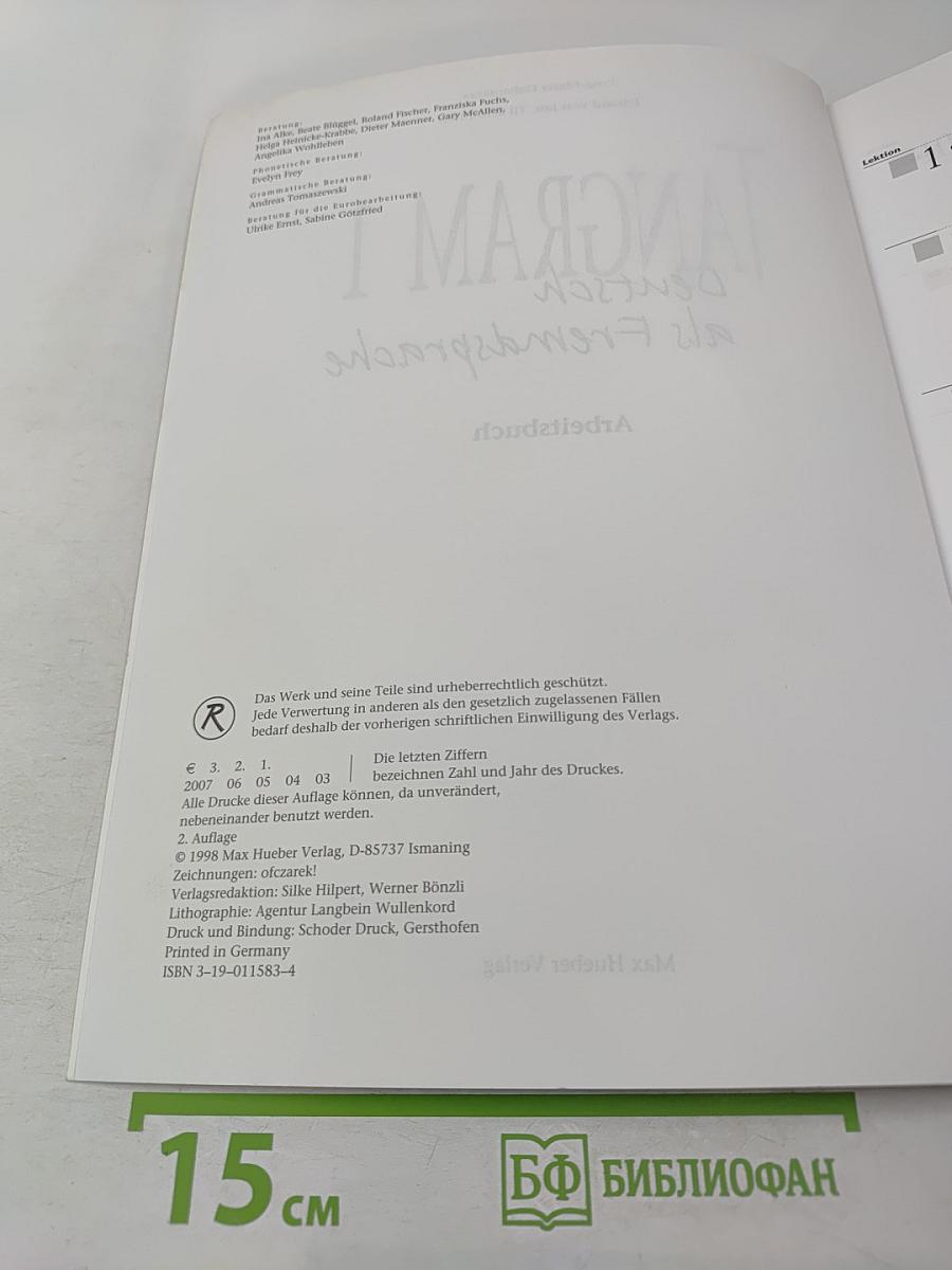 TANGRAM 1 Deutsch als Fremdsprache Arbeitsbuch