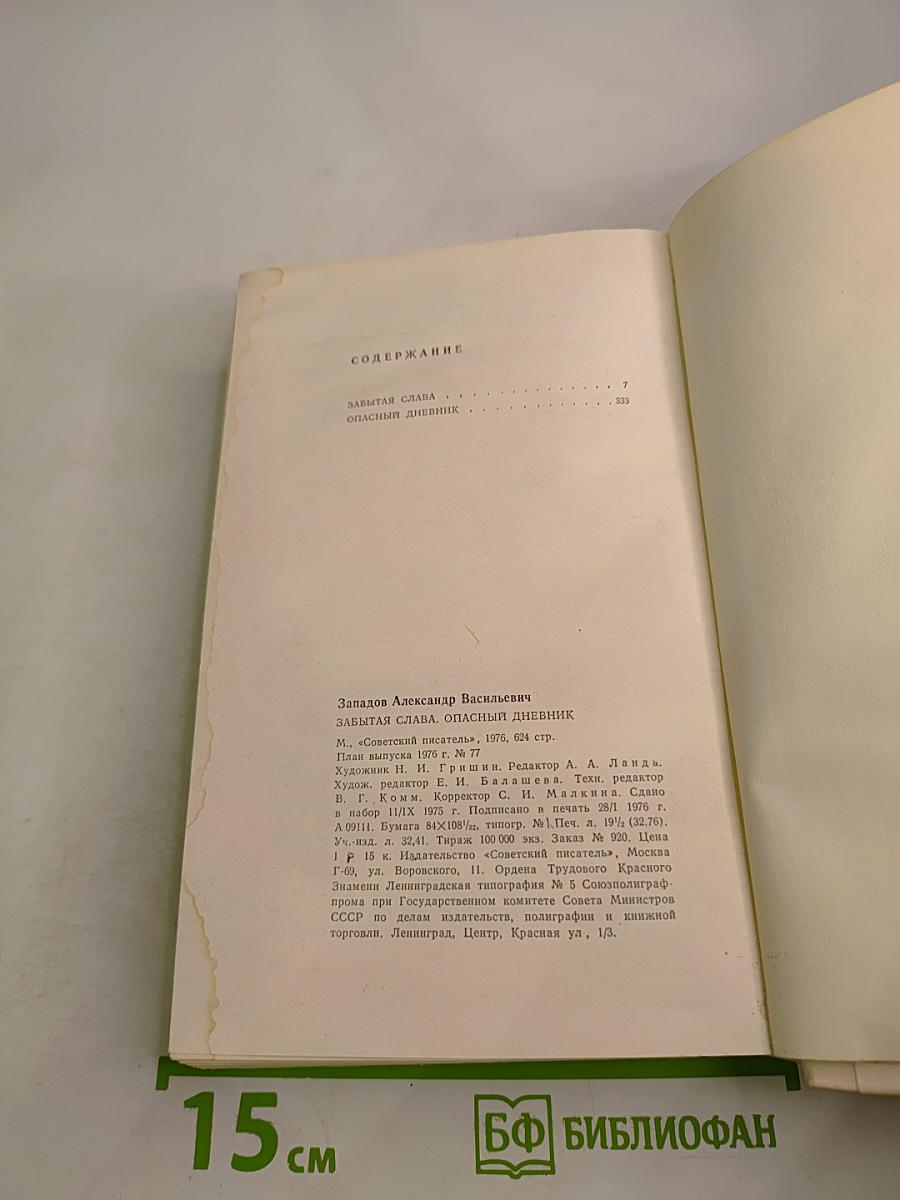 Забытая слава. Опасный дневник