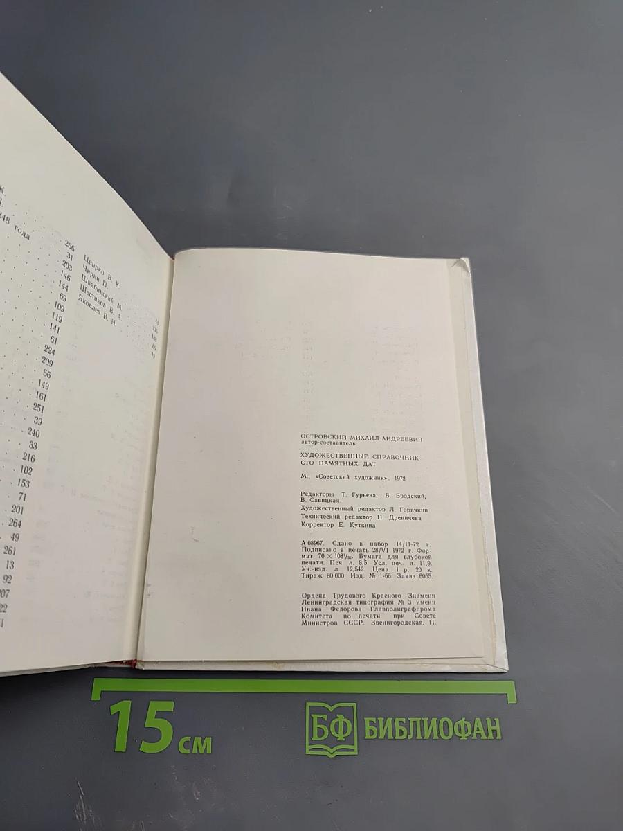 Художественный справочник Сто памятных дат