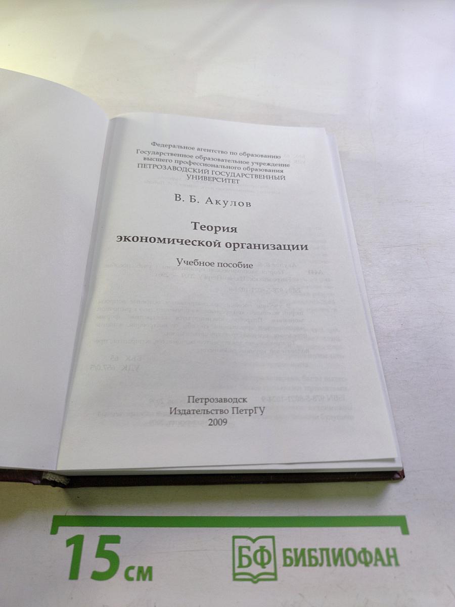 Теория экономической организации. Учебное пособие