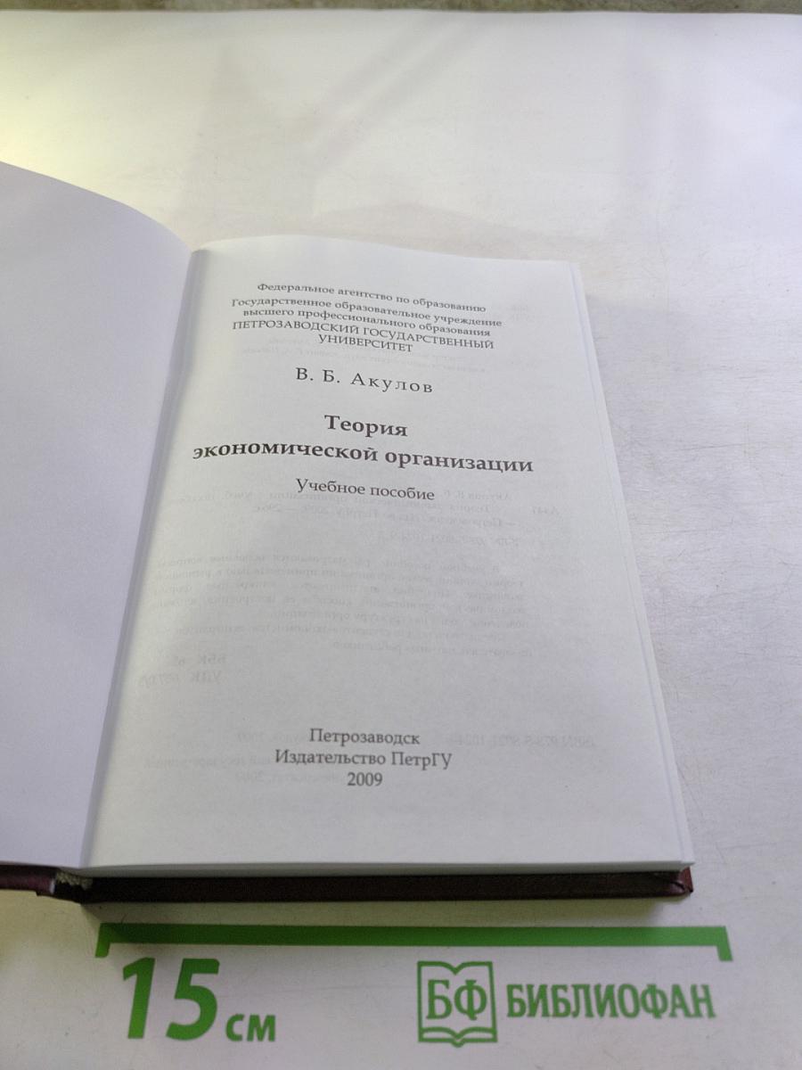 Теория экономической организации. Учебное пособие