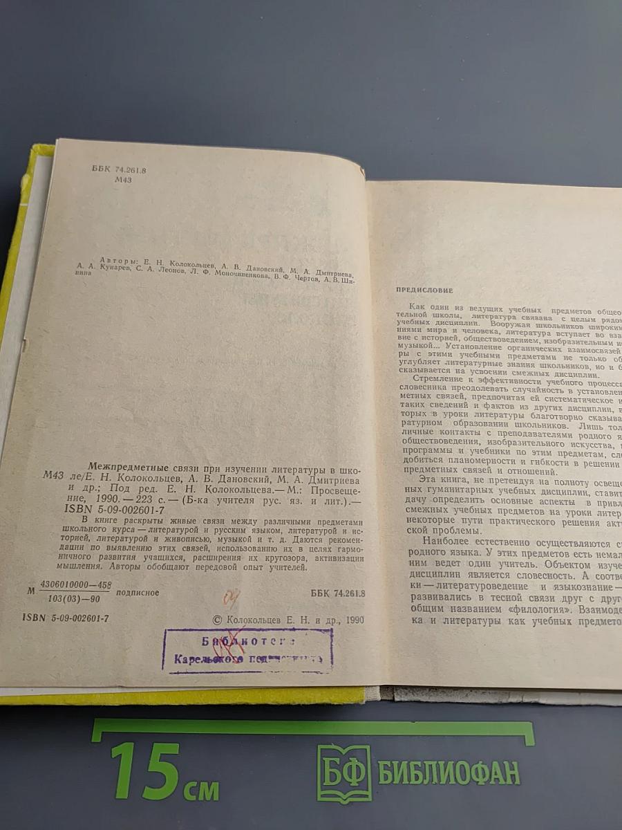 Межпредметные связи при изучении литературы в школе