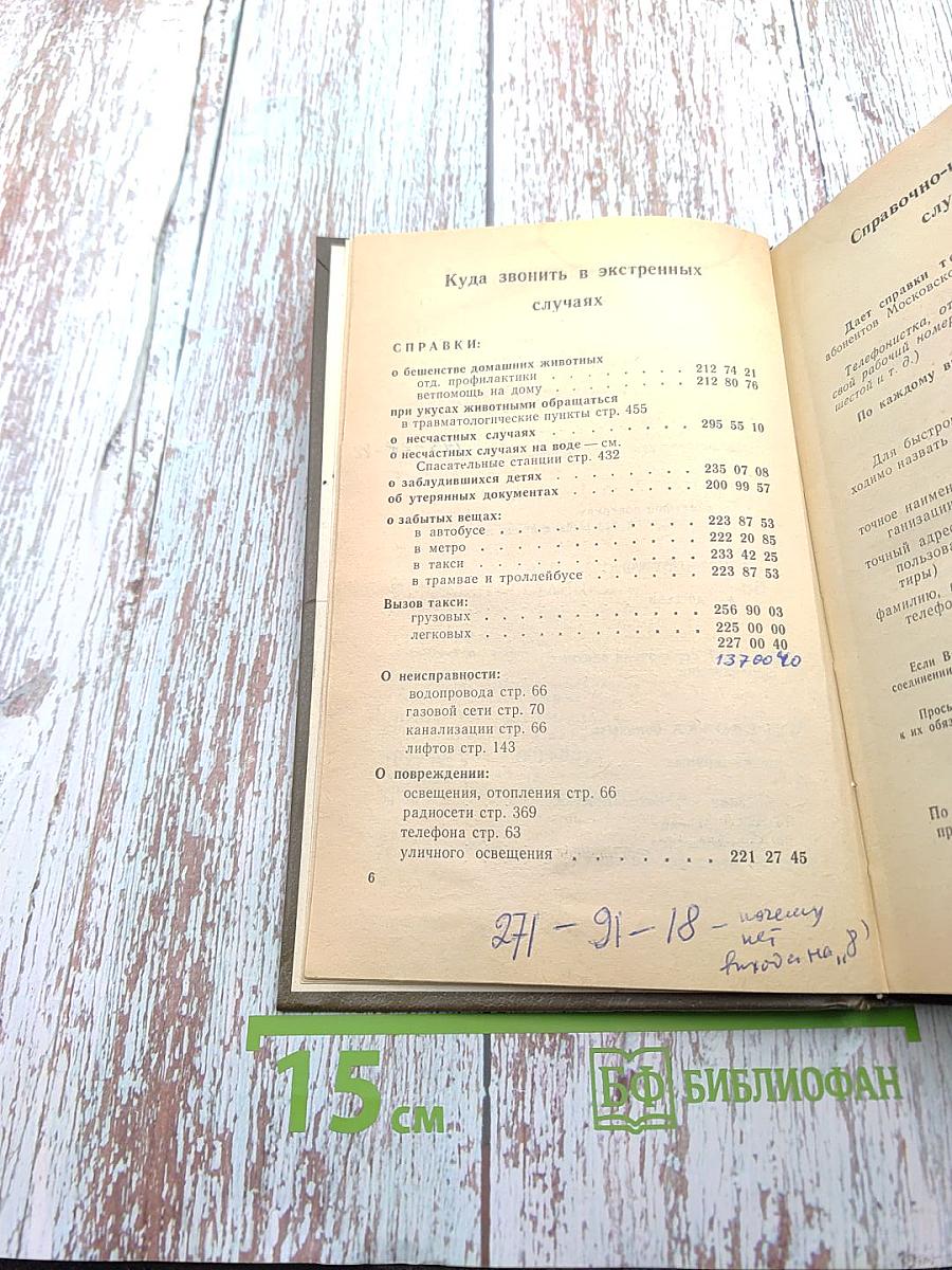 Краткий телефонный справочник. Московская городская телефонная сеть. 1983