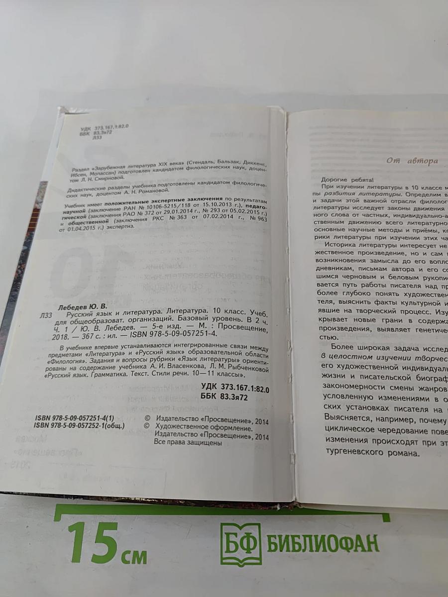 Русский язык и литература. Литература. 10 класс. Базовый уровень. Часть 1