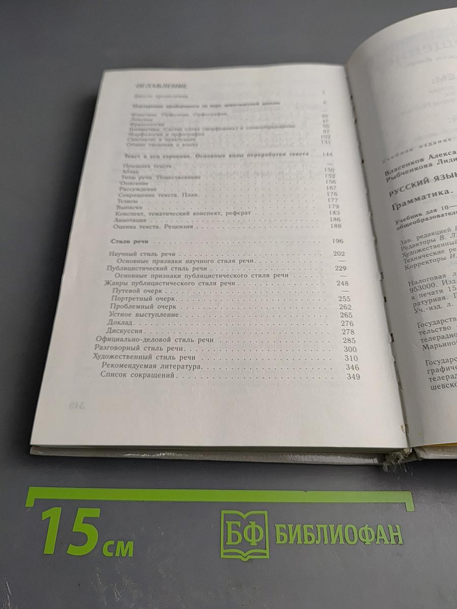 Русский язык. Грамматика. Текст. Стили речи. 10-11 класс