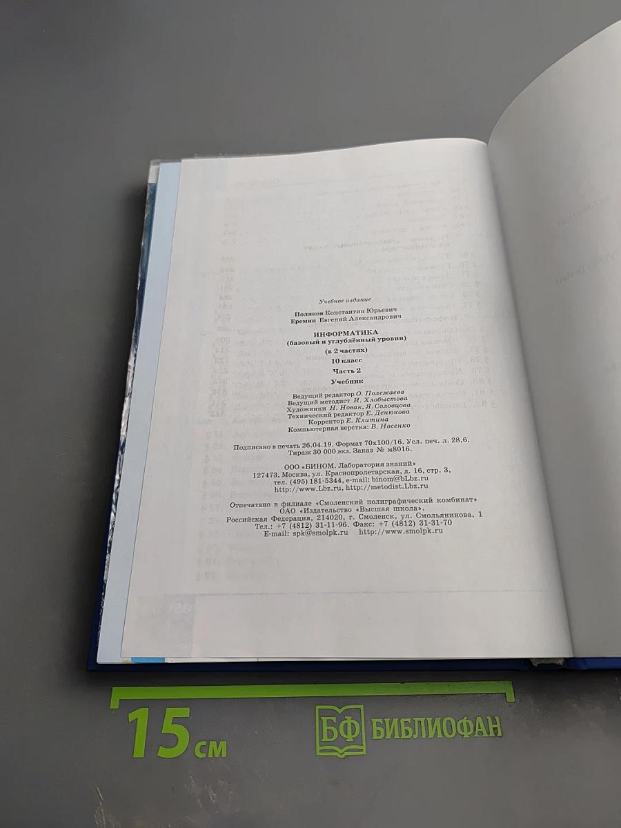 Информатика 10 класс (базовый и углублённый уровни) Часть 2