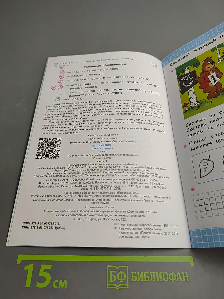 Математика. Рабочая тетрадь. 1 класс. Часть 1