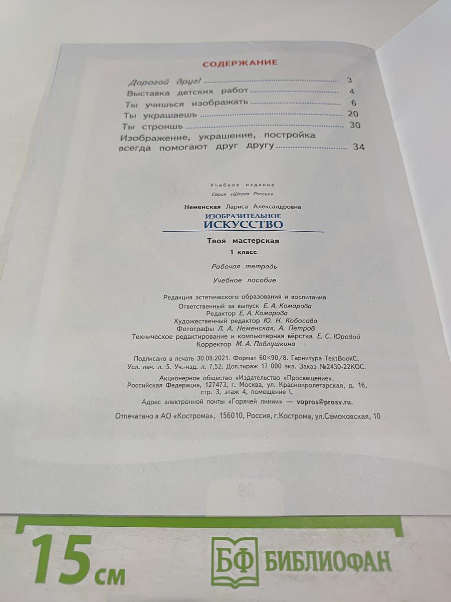 Изобразительное искусство Твоя мастерская Рабочая тетрадь 1 класс