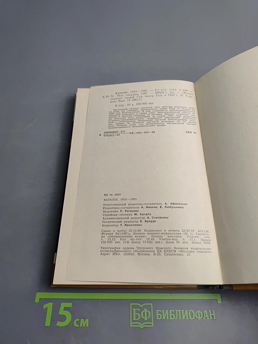 Каталог 1933-1985