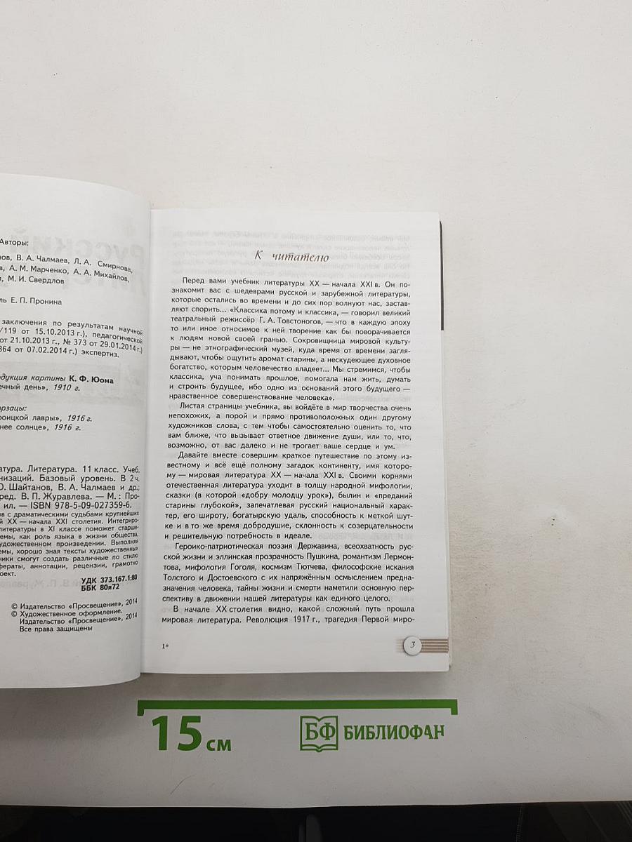 Русский язык и литература. Литература. 11 класс. Базовый уровень. В 2 частях. Часть 1