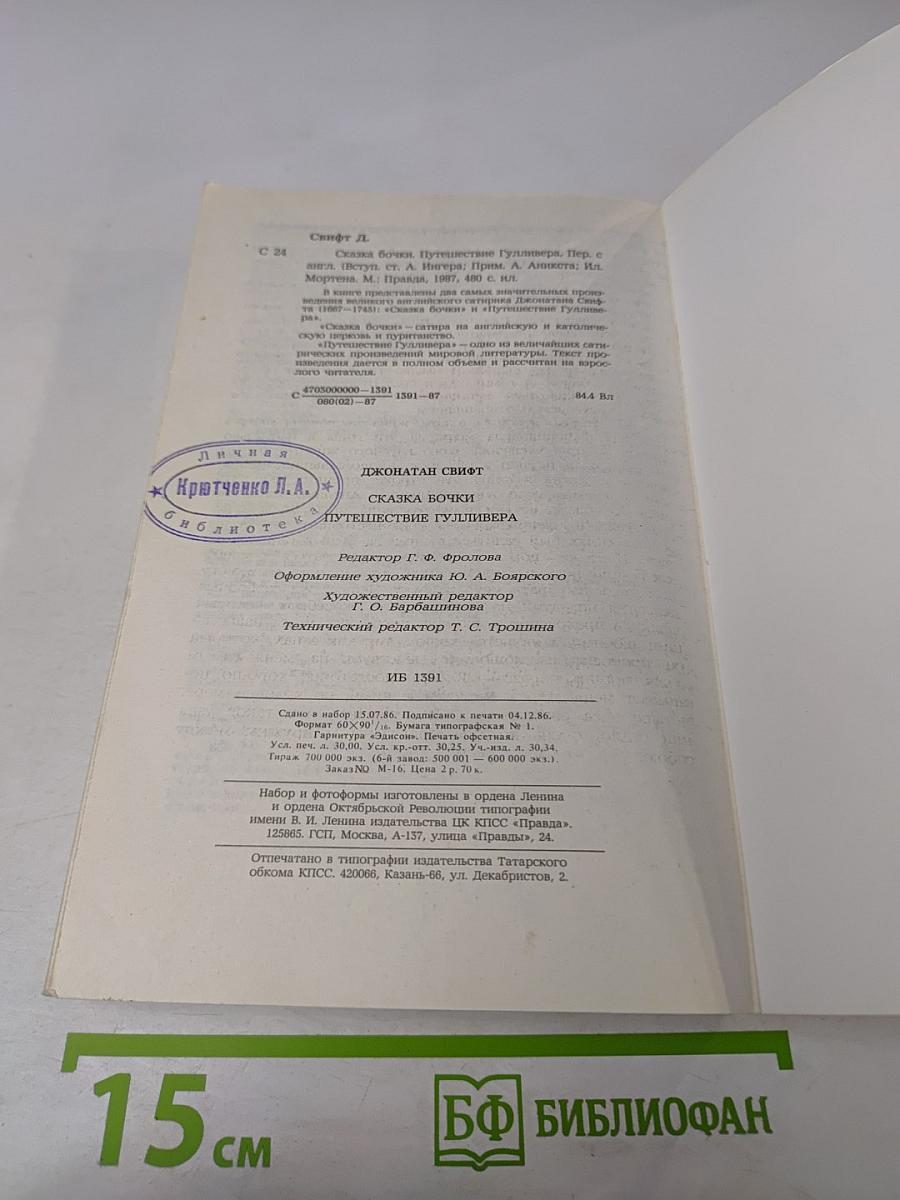 Сказка бочки. Путешествия Гулливера