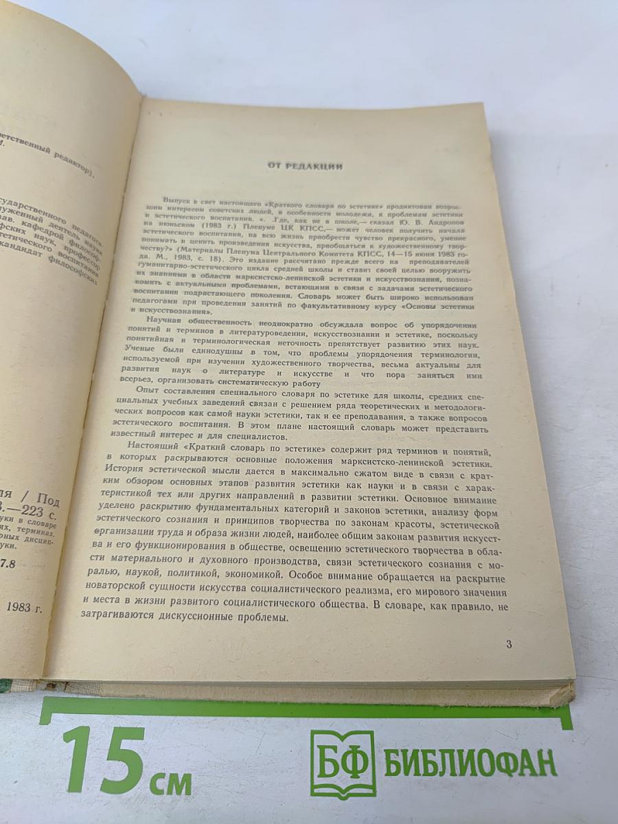 Краткий словарь по эстетике. Книга для учителя