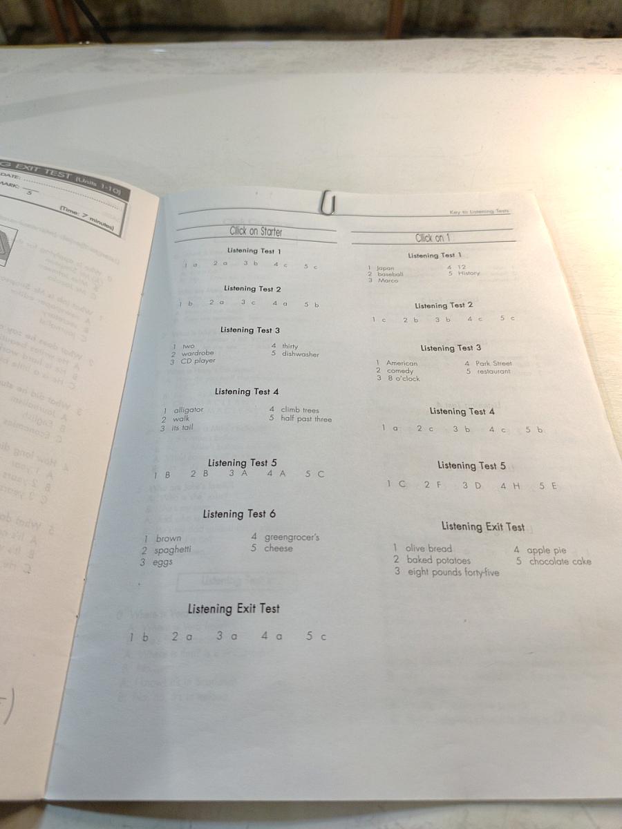 CLICK ON Listening Tests (Starter, 1,2)