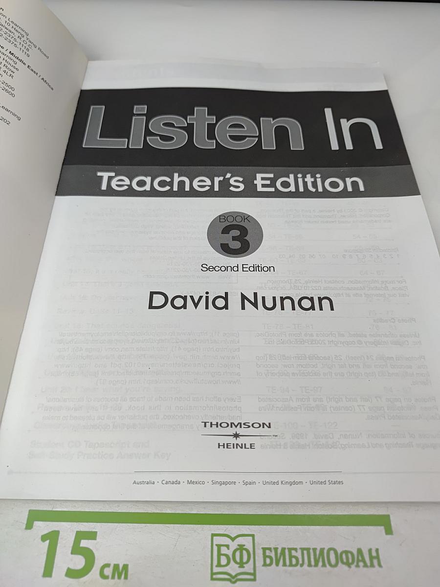 Listen In Book 3 Teacher's Edition Second Edition