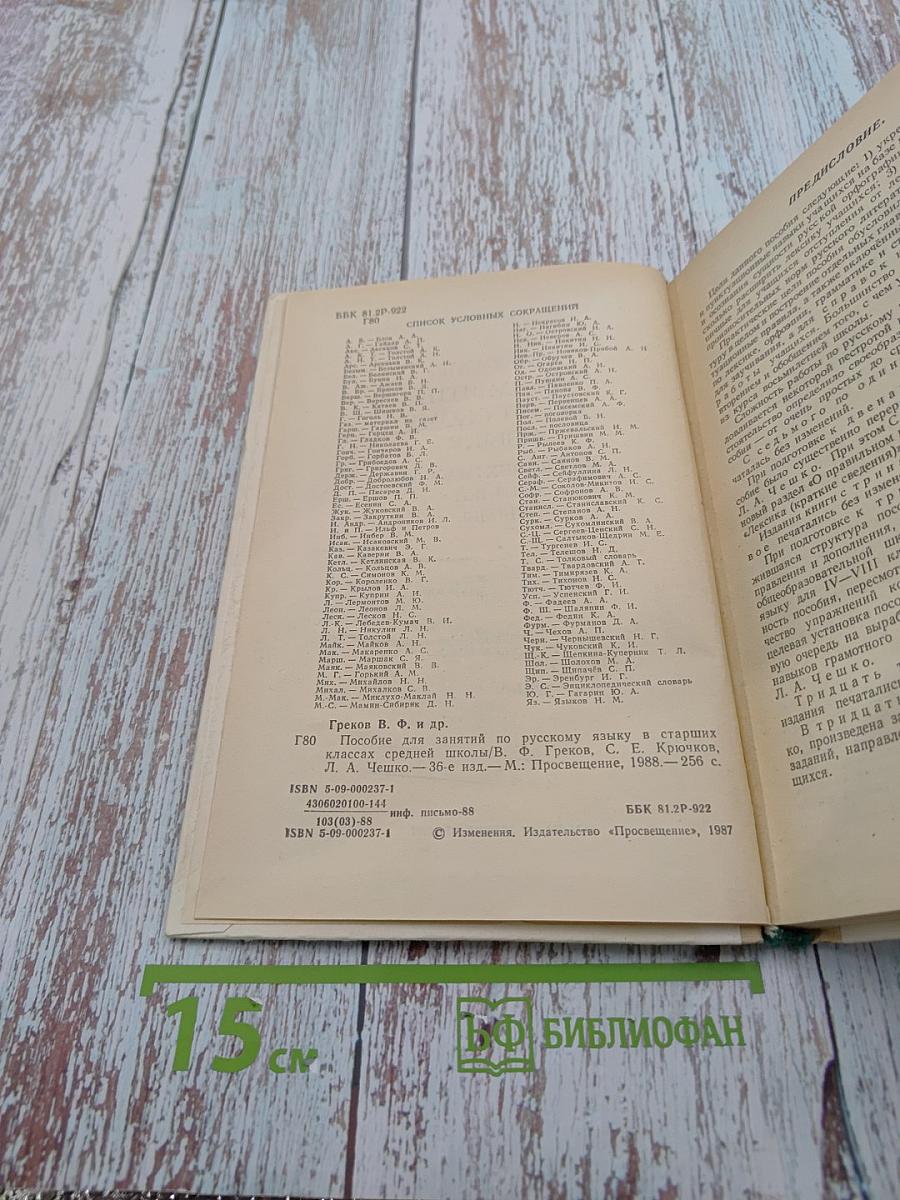 Пособие для занятий по русскому языку в старших классах средней школы