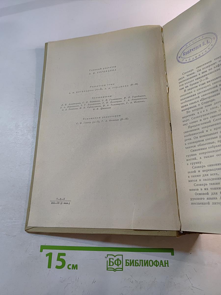Словарь синонимов русского языка, Том первый А-Н
