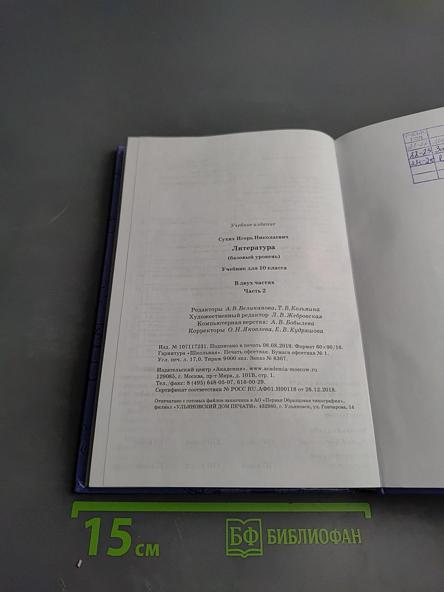 Литература, 10 класс, базовый уровень, часть 2