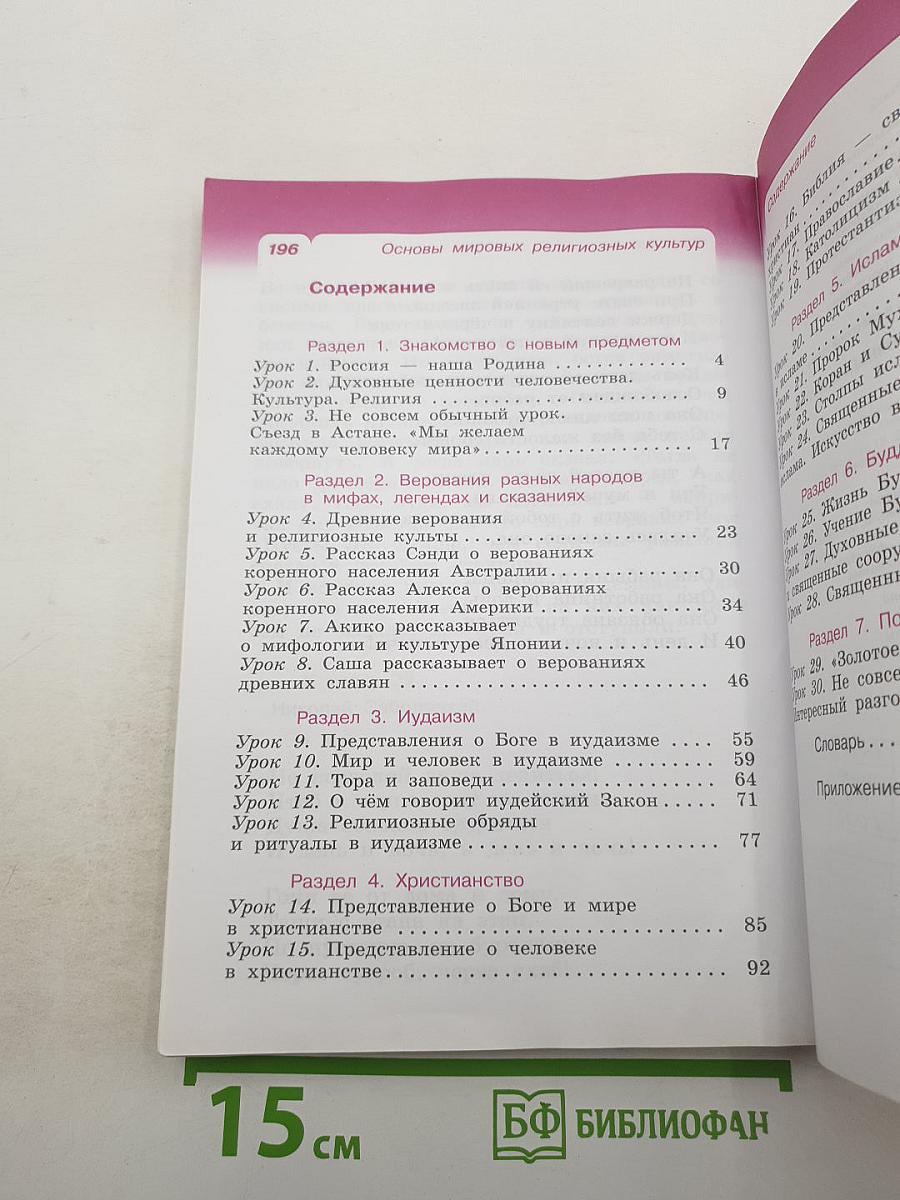 Основы мировых религиозных культур, 4 класс