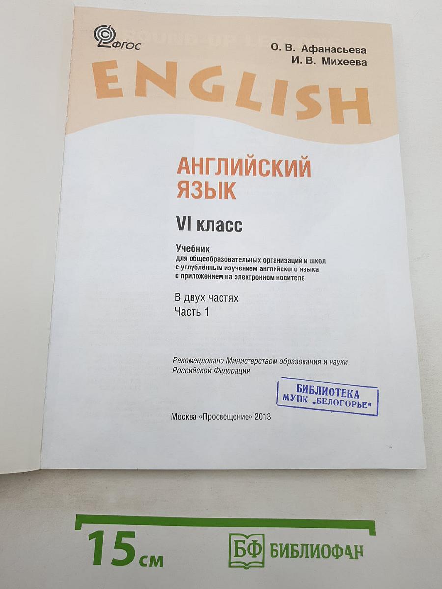 Английский язык. VI класс. В двух частях. Часть 1. Student's Book