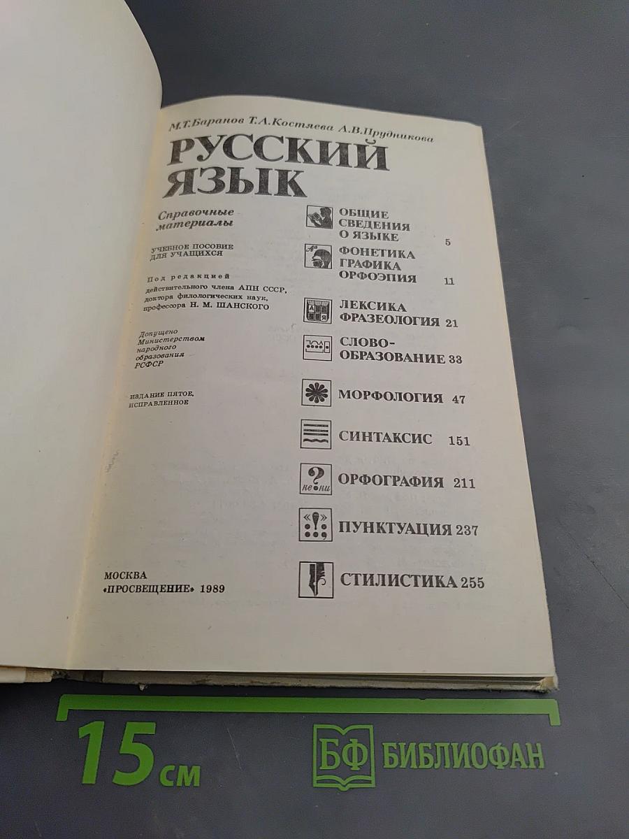 Русский язык. Справочные материалы