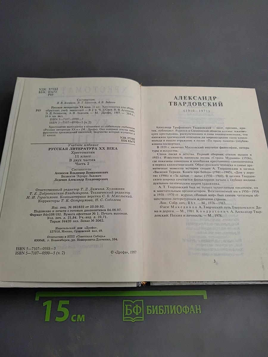 Русская литература XX века. Хрестоматия. 11 класс. Часть 2