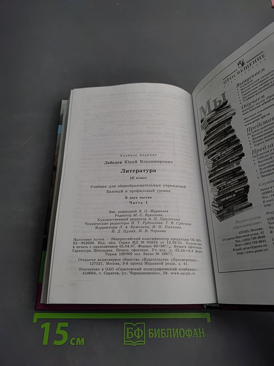 Литература 10 класс. Часть 1