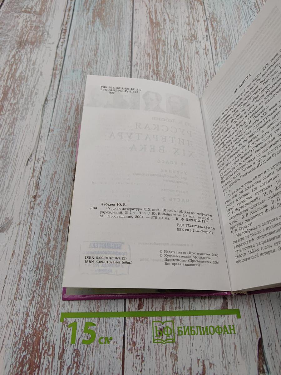 Русская литература XIX века. 10 класс. Часть вторая